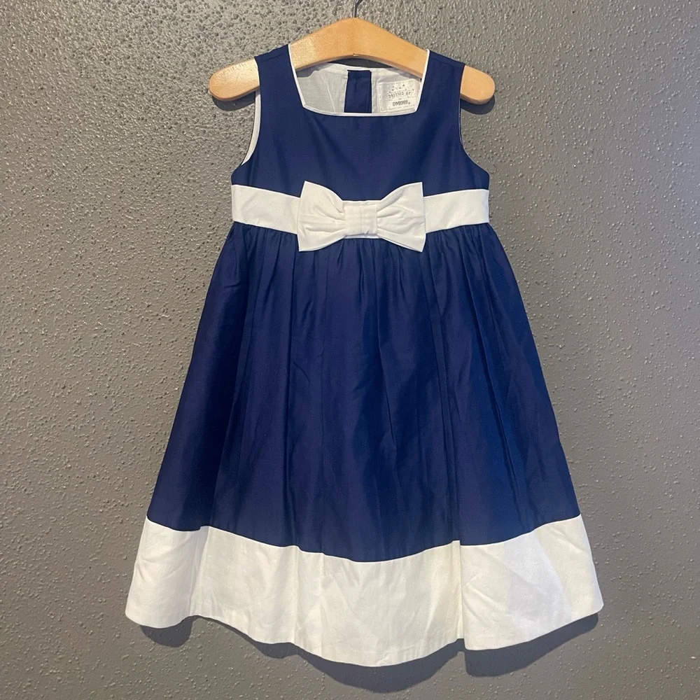 Dressed up by Gymboree Navy and White Kids Dress with Bow